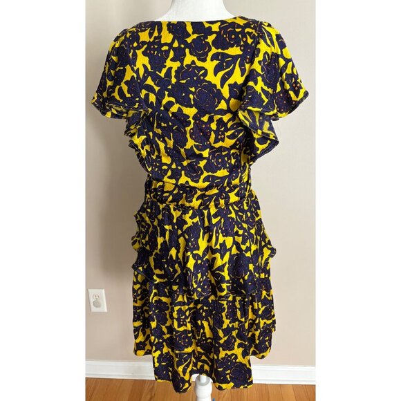 A.L.C. Viera Twist Front Mini Dress in Silk Size 6 Purple and Yellow Florals - Picture 7 of 15